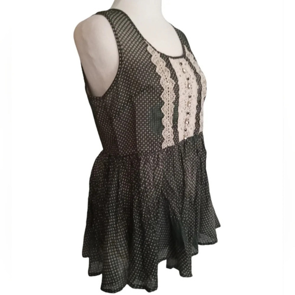 Anthropologie Ryu Swing Style Peplum Top Lace Front Rhinestone Detail Size Small - Picture 6 of 8